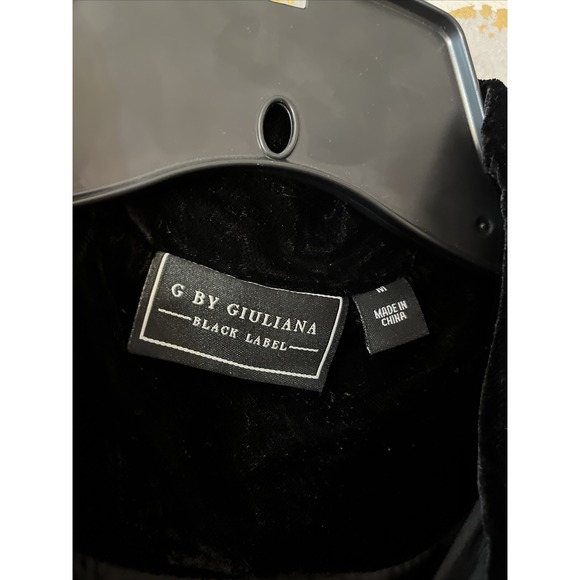 G by Giuliana Black Label Size Medium Black Puff-Sleeve Velvet Jacket - Picture 5 of 9